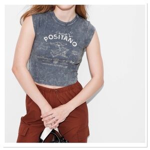 Wild Fable Gray Graphic Crop Top